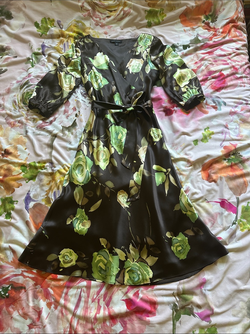 Banana Republic brown/floral silk dress